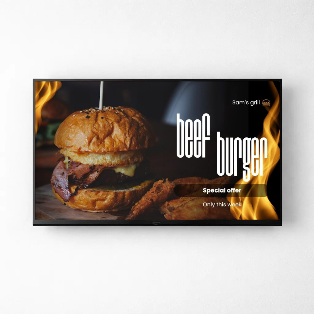 SpotlightSignage reklāmas ekrāna piemērs